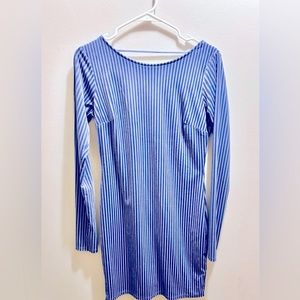 Stripped velvet long-sleeve dress